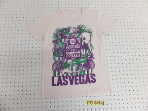 DALUC ダルク レディース LAS VEGAS プリント 綿 半袖Tシャツ S 白ピンク×紫×緑