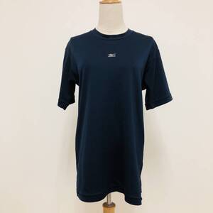 k1563 美品 MIZUNO ミズノ Tシャツ 半袖 ポリエステル100％ ロゴプリント ネイビー メンズ カジュアル 着やすい スポーティチックスタイル 