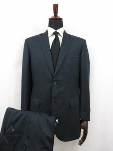 HH 未使用 【ブリオーニ Brioni】 MADISON カシミヤ×モヘヤ×絹混 2ボタン スーツ (メンズ) size50R ネイビー系 チェック風 ●27AAA147