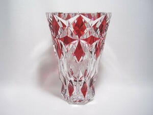 サンルイ クリスタル 赤 花瓶 SAINT LOUIS (検索 バカラ ラリック モーゼル)