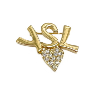 YVES SAINT LAURENT(イヴ・サンローラン) ヴィンテージ YSL ストーンハート ブローチ GP レディース中古B20230809