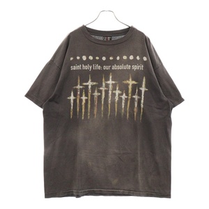 SAINT MICHAEL セントマイケル 23AW × FORSOMEONE FS SS T-SHIRT GOD フォーサムワン ダメージ加工半袖Tシャツ グレー SM-A23-0000-C09