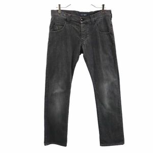 アルマーニジーンズ ストレートデニムパンツ EU30 ブラック系 ARMANI JEANS ジーパン ボタンフライ ストレッチ メンズ