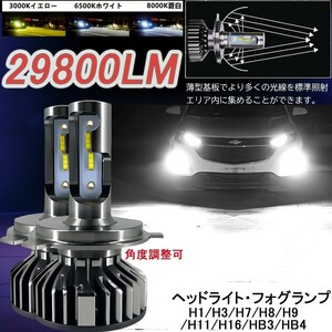 LEDヘッドライト 車検対応 高輝度 LEDバルブ フォグランプ H4(Hi/Lo)/H1/H3/H7/H8/H9/H10/H11/H16/HB3/HB4 6500ｋ/8000ｋ/3000ｋ