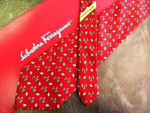 ★並品★4R01630【Ferragamo】フェラガモ「本 柄」ネクタイ