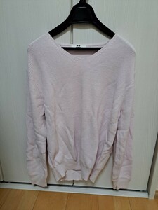 ユニクロ/UNIQLO コットンカシミアアゼアミVネックニット Lサイズ セーター