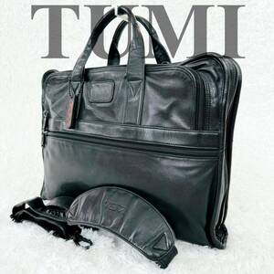TUMI トゥミ 2way スリムポートフォリオ ミディアムレザー ビジネスバッグ ブリーフケース 書類かばん 黒 ブラック メンズ