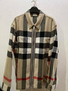 BURBERRY新品未使用タグ付き フロントジップシャツ　アーカイブベージュ　チェック柄　22SS ウール生地　リカルド期　S オーバーサイズ