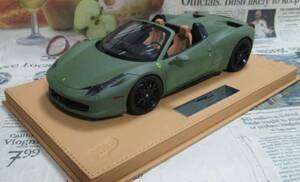 ☆激レア絶版*世界20台☆BBR*1/18*Ferrari 458 Spider 2012 マットミリタリーグリーン≠MR