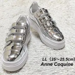 【美品】Anne Coquine レザースニーカー 3連マジックテープ