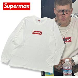 32 国内正規品 Supreme Box Logo L/S Tee シュプリーム ボックス ロゴ 長袖コットン Tシャツ ロンT カットソー L ホワイト メンズ