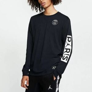 新品タグ付 NIKE PSG JORDAN ロングTシャツ 長袖Tシャツ カットソー ジョーダン パリサンジェルマン ナイキ インポートSサイズ ブラック 黒