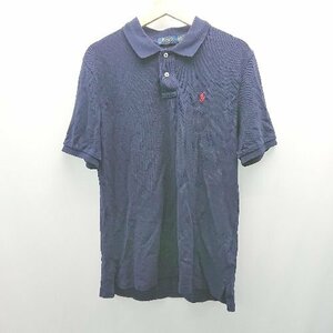 ◇ POLO RALPH LAUREN クラシックフィット サイドスリット コットン100% 半袖 ポロシャツ サイズXL ネイビー レディース E