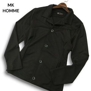 MK HOMME ミッシェルクラン オム 通年 ストレッチ★ グロッシー ポンチ シャツ ジャケット カバーオール Sz.48　メンズ 黒　A4T09109_8#O