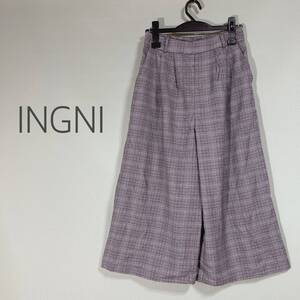 ◎INGNI イング フレアパンツ フレアワイドパンツ ワイドパンツ レディース Mサイズ チェック柄 グレー系色 秋冬★