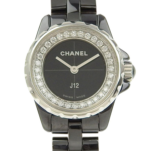 【本物保証】 超美品 シャネル CHANEL J12 XS 19ミリ レディース クォーツ 電池 腕時計 文字盤ダイヤモンド H5235
