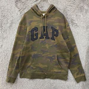 GAP ギャップ スウェット パーカー プルオーバー 迷彩 カモフラ サイズS カーキ グリーン 緑 メンズ トップス 最落なし （K9）