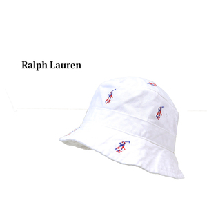 新品 アウトレット k398 L/XLサイズ マルチポニー刺繍 コットン バケット ハット polo ralph lauren ポロ ラルフ ローレン 