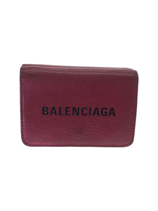 BALENCIAGA◆3つ折り財布/レザー/PNK/レディース