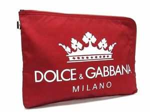 1円 ■新品同様■ DOLCE＆GABBANA ドルチェ&ガッバーナ ナイロン クラッチバッグ セカンドバッグ メンズ レディース レッド系 FH0061