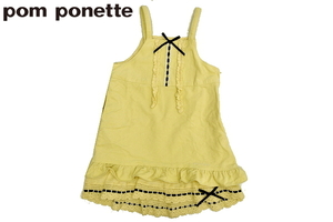 KO-422★送料無料★美品★pom ponette esprit de paris ポンポネット★クリーム コーデュロイ カギ編みレース キャミワンピース 110 (5)