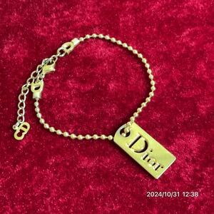 Dior クリスチャン ディオール ブランドロゴプレート ゴールドカラー ボールチェーン ブレスレット アクセサリー