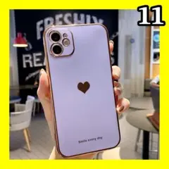 iPhone11ケース　パープル　ハート　カバー　シンプル　可愛い　韓国　大人気