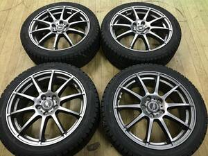 スタッドレス DUNLOP WM02 22年製 225/45R18 アルミホイールセット 4本 中古 レヴォーグ オデッセイ アテンザ マークX