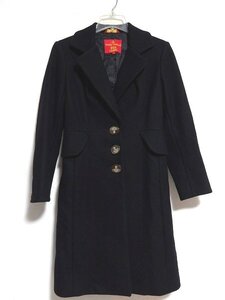 z12160:VivienneWestwood RED LABEL(ヴィヴィアンウエストウッド レッドレーベル)ウールロングコート/黒/2/オリゾンティ