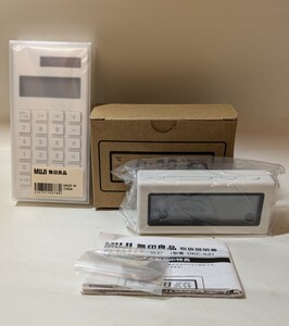 3307送料300円 無印良品 電卓 デジタルタイマー時計 ホワイト／型番：ＤＫＣ‐５２ 