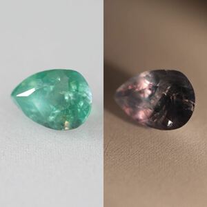 ★希少★天然アレキサンドライトルース0.430ct ソーティング付き★ペアシェイプカット★カラーチェンジ★ 