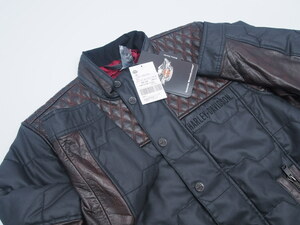 新品!! 未使用品!! 特価!! Harley Davidson レザー ジャケット ハーレーダビッドソン Sサイズ ロゴ刺繍 QUILTED