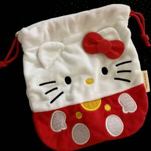 ★未使用★Hello kitty★巾着★コスメ、小物入★人気キャラクター、キティちゃん★フワフワ可愛い★雑貨、コレクション★送料￥120〜★