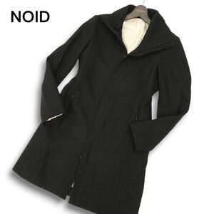 NOID. ノーアイディー 秋冬 ピュア ウール メルトン★ ハイカラー ロング コート Sz.1　メンズ 黒　C4T11196_C#N