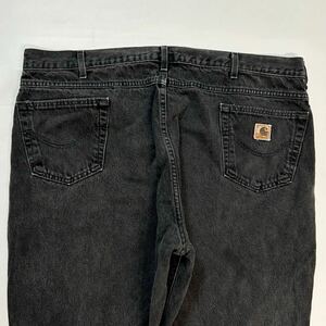 90s USA製 Carhartt ブラックデニム サルファブラック 後染め ワイドテーパード W46 L32 ビッグサイズ 90年代 カーハート ワーク / 550 560