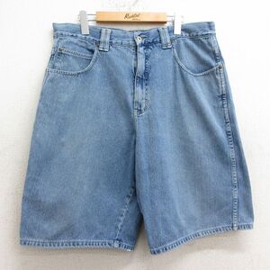 【30%OFF】W37/古着 エアロポステール ショート パンツ ショーツ メンズ 90s コットン 紺 ネイビー デニム 24may21 中古 ボトムス 短パ 3OF