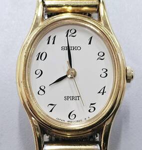 M-8012　【同梱不可】980円～ 中古品　SEIKO/セイコー　SPRIT スピリット　4N21-5200　ゴールド　白文字盤　クォーツ　レディース　腕時計