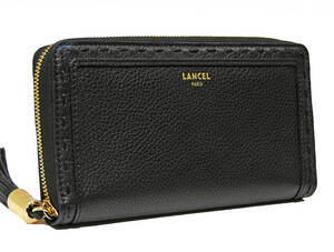 【未使用】LANCEL ランセル レザー ラウンドファスナー財布 ブラック ★札入れ・ジップ小銭入れ・カード12枚 ★全国送料無料♪