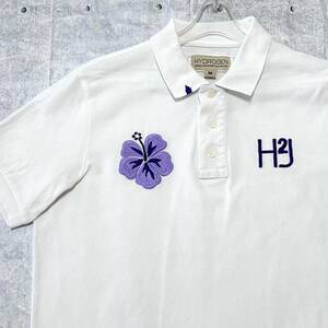 HYDROGEN ハイビスカス 刺繍 鹿の子 ポロシャツ ハイドロゲン　　ロゴボタン 半袖 ショートスリーブ イタリアブランド 玉10451