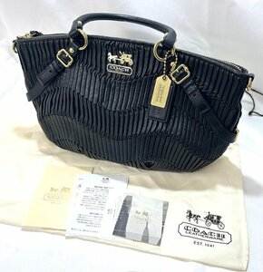 【中古品】コーチ　COACH　ハンドバッグ　マディソンギャザード　レザー　黒　G1082【送料別】FB0459