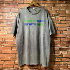 USA 古着 used Tシャツ グレー ロゴ グリーン ブルー size:XL