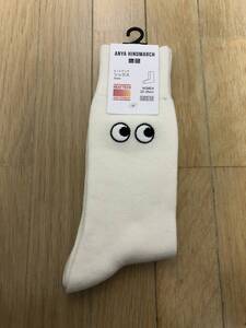 UNIQLO ANYA HINDMARCH ユニクロ アニヤ コラボ ヒートテックソックス ホワイト 23-25 新品