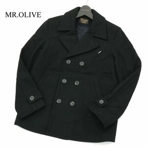 MR.OLIVE ミスターオリーブ 秋冬 メルトン ウール★ Pコート Sz.M　メンズ 黒 日本製　A3T13994_B#N