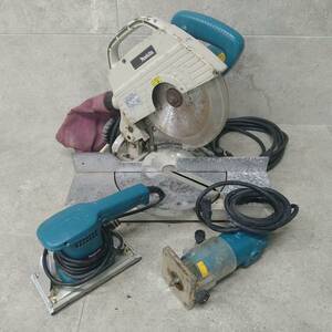 F36267(065)-712/TK3000　makita 電動工具3点まとめ　8型卓上マルノコ LS0820 / 仕上サンダ 9036 / トリマ 3703　マキタ　丸のこ　木工