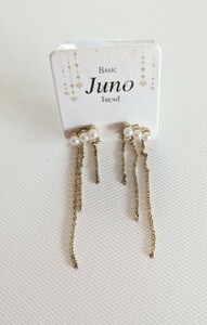 新品未使用　Juno　パールビーズ　ゴールドカラーチェーン　スタッドピアス