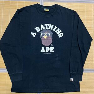 A BATHING APE BAPE KAWS WIZ KHALIFA COLLEGE LOGO ロンt tシャツ 黒　ブラック　L BABY MILO SHARK STA 