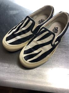 VANS VAULT SLIP ON ZEBRA バンズ ボルト スリッポン ゼブラ ハラコ スムース レザー USB 26