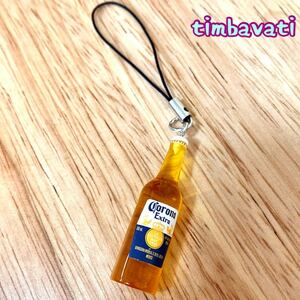 ☆新品☆【メキシコ】コロナ ビール 根付 ストラップ ＊ corona beer ＊　ミニチュア ハンドメイド