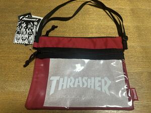 THRASHERスラッシャー スケートボードマガジン サコッシュショルダーバッグ レッド　白文字