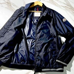 美品/希少XL●MONCLER モンクレール【ALLIER ロゴワッペン トリコロール】ナイロンジャケット ブルゾン リブ切替 フード ネイビー 03